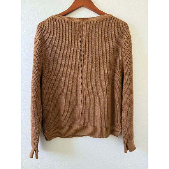 Pact 100% Organic Cotton Women’s Ribbed Fisherman Caramel Brown Sweater Size M - Picture 2 of 6